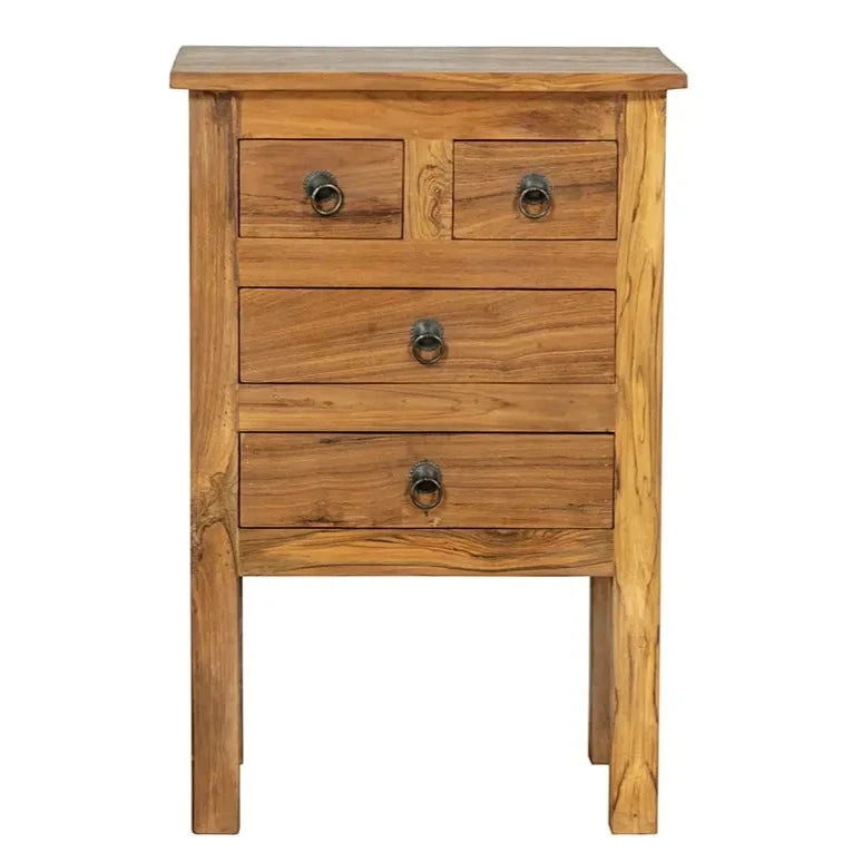 Urban Loft Handmade Solid Mango Wood Carved Bedside table With Drawers