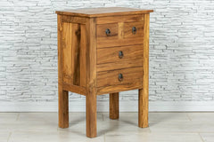 Urban Loft Handmade Solid Mango Wood Carved Bedside table With Drawers