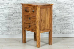 Urban Loft Handmade Solid Mango Wood Carved Bedside table With Drawers