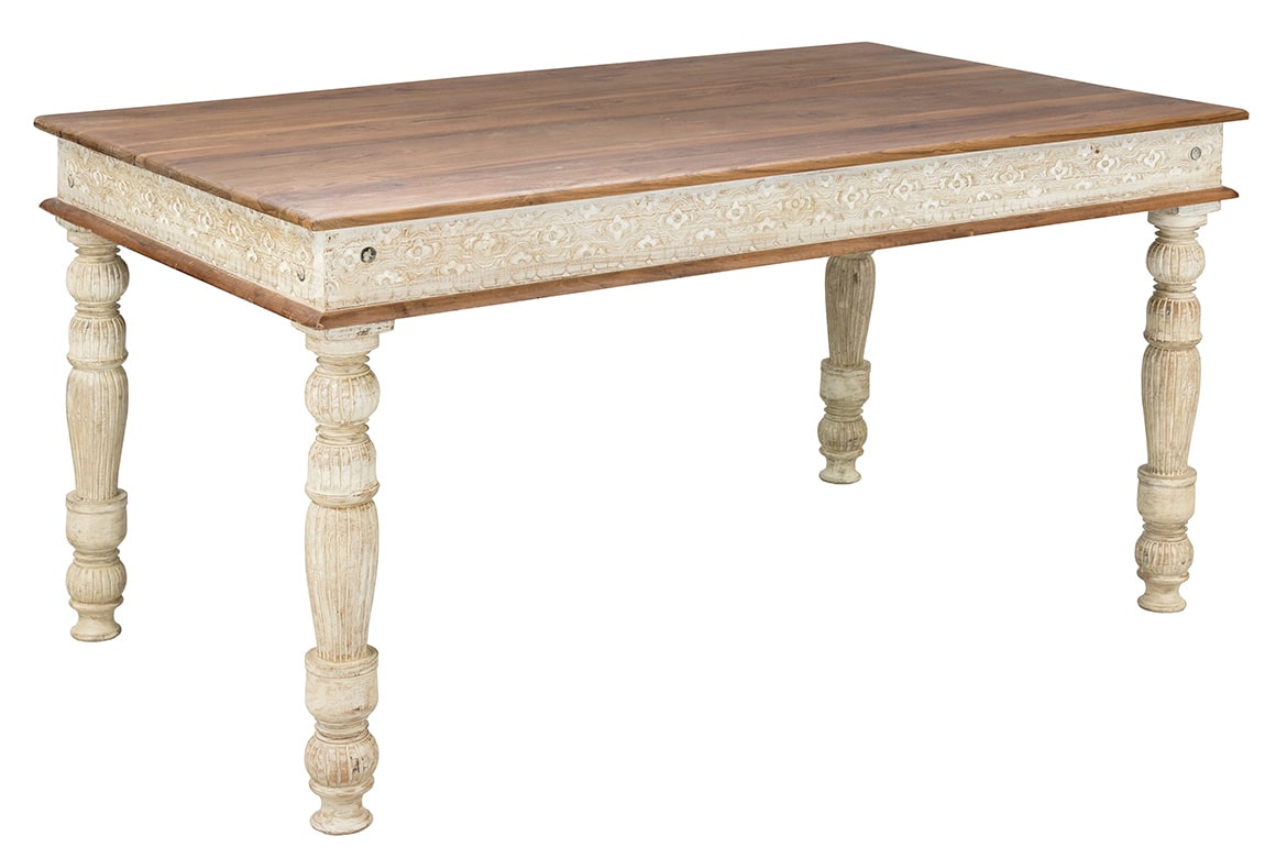 Urban Loft Handmade Solid Mango Wood Carved Coffee Table With Natural Top