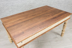 Urban Loft Handmade Solid Mango Wood Carved Coffee Table With Natural Top