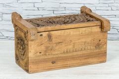 Urban Loft Handmade Solid Mango Wood Carved Blanket Trunk Box Natural