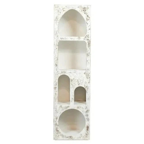 Urban Loft Handcrafted Solid Mango Wood Carved Bookshelf in All White