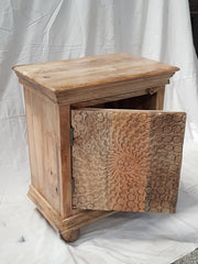 Handmade Indian Furniture Solid Mango Wood Bedside Table in Natural Finish