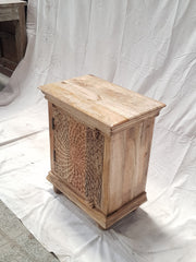 Handmade Indian Furniture Solid Mango Wood Bedside Table in Natural Finish