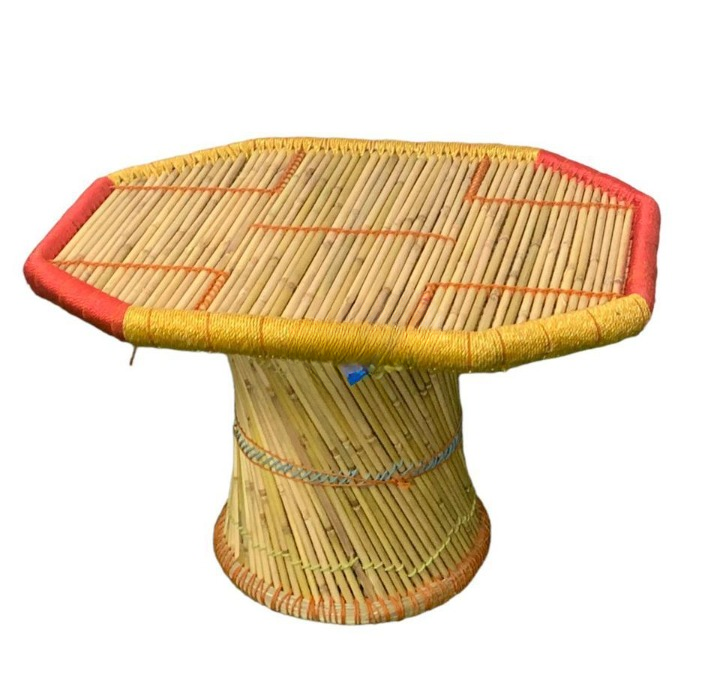 Handmade Bamboo Hexagon Table -Multi color For Living Area