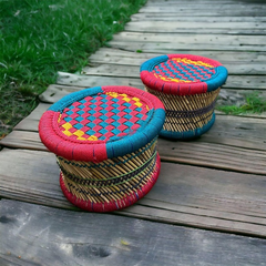 Handmade Natural Bamboo Cane Bar Stool Mudda Stools 41cm x 41cm x 41cm