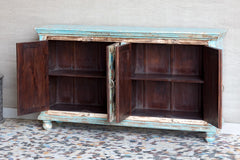 Moroccan Mosaic Handmade Mango Wood 4 Doors Sideboard in Blue