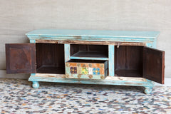 Moroccan Mosaic Handmade Mango Wood 2 Doors TV Cabinet in Blue