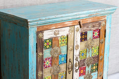 Moroccan Mosaic Handmade Mango Wood 2 Doors Cabinet in Blue