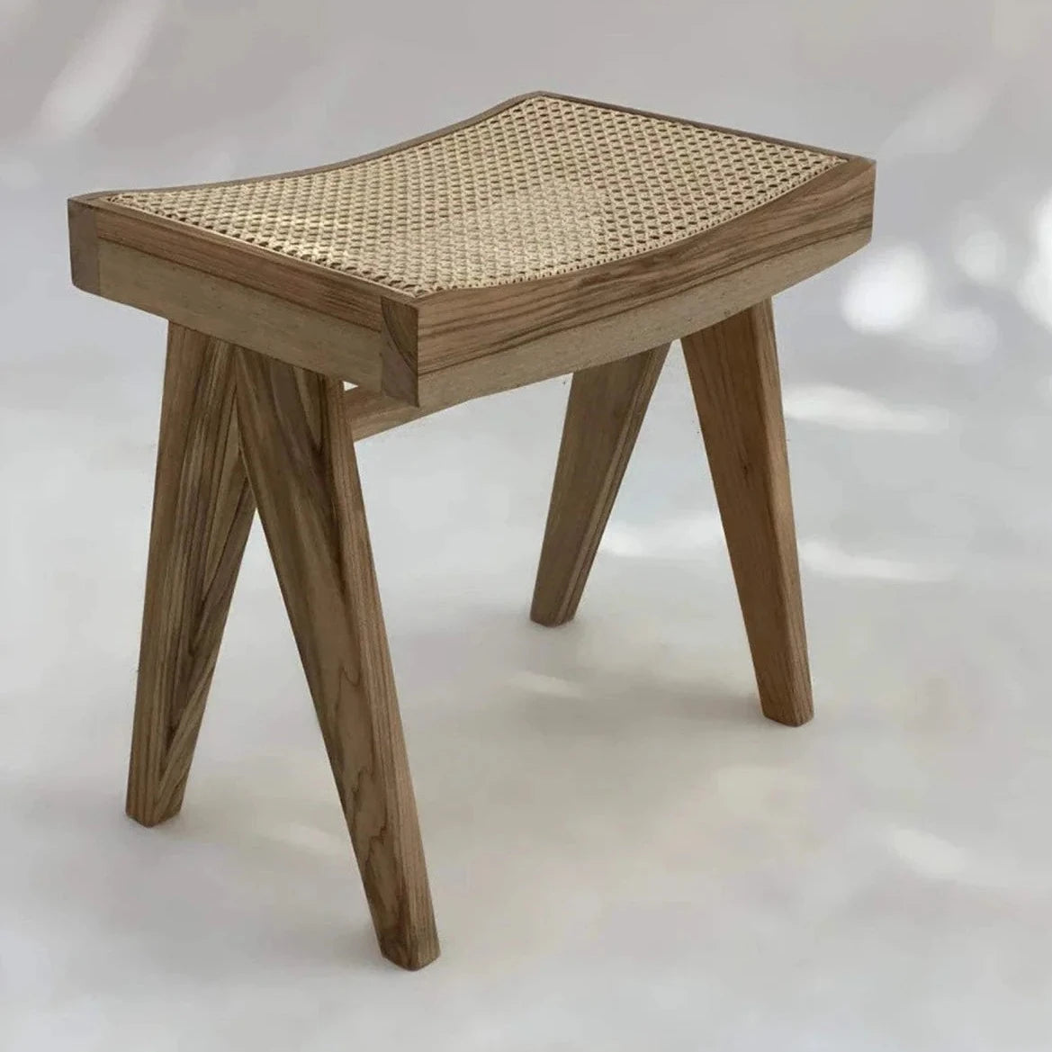 Rattan Elegance Series Mango Wood Rattan Cane Stool