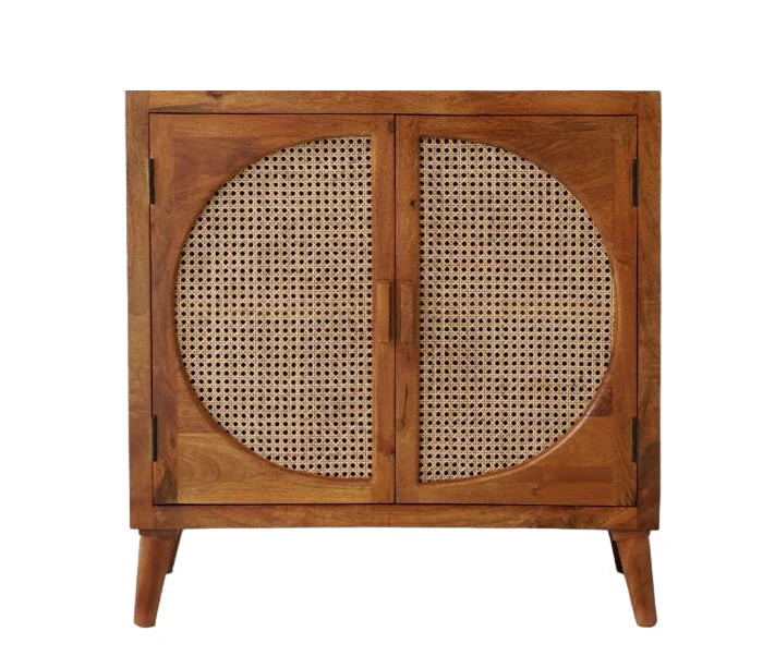 Rattan Elegance Series Mango Wood Rattan Cane 2 Doors Cabinet Natural