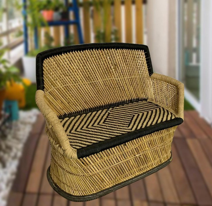 Handmade Bamboo 3 Seater Handicraft Chair for Indoor Outdoor Wooden Furniture Ascents