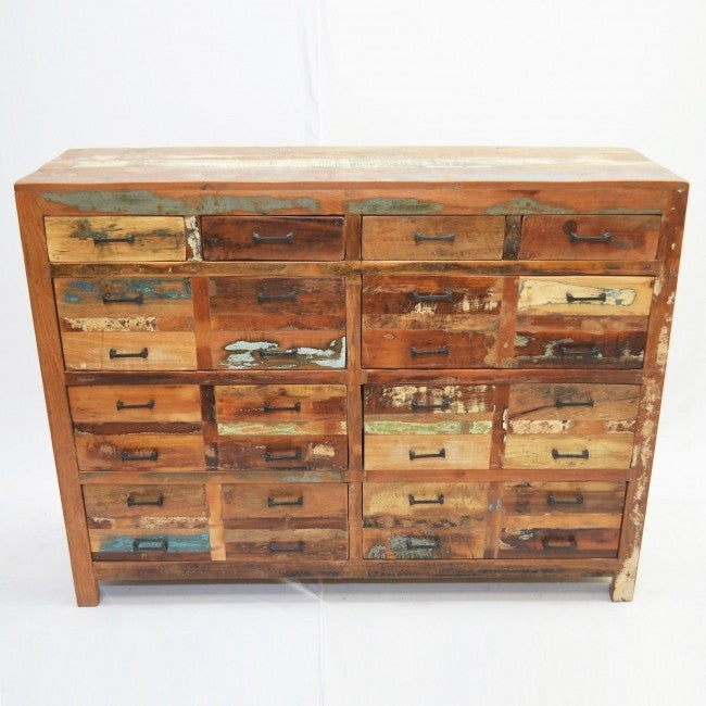 a wooden box filled with wooden barrels of wood 