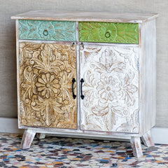 Vivid Sahara Contemporary Mango Wood 2 Drawers 2 Doors Cabinet