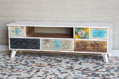 Vivid Sahara Contemporary Mango Wood TV Unit in Multicolor