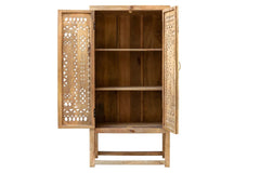 Carved Oasis Hand Carved Mango Wood Carved 2 Doors Wardrobe Cabinet in Whitewash