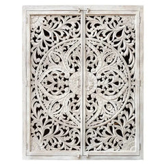 Carved Oasis Hand Carved Mango Wood 2 Door Wardrobe Cabinet in All White