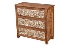 Carved Oasis Hand Carved Mango Wood Carved Chest of Drawers in Brown