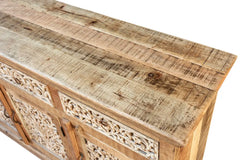 Carved Oasis Hand Carved Mango Wood 3 Doors 3 Drawers Sideboard