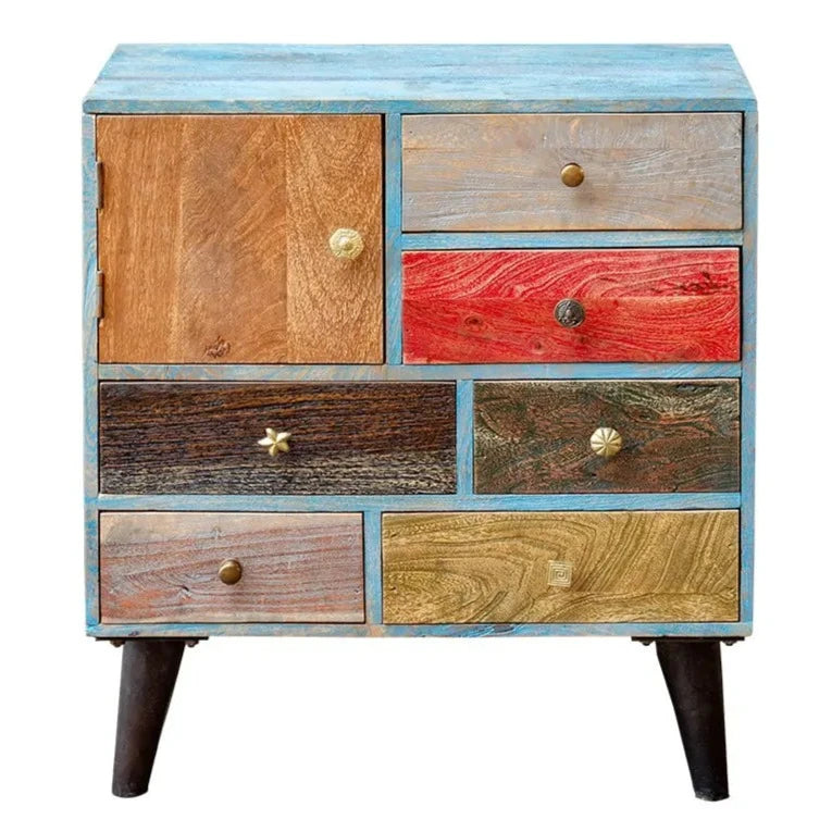 Vivid Sahara Contemporary Mango Wood Chest of Drawers Cabinet 7 Drawers