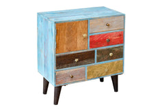 Vivid Sahara Contemporary Mango Wood Chest of Drawers Cabinet 7 Drawers