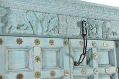 PASTEL BLUE OLD  TEAK WOOD DOOR 203Cm