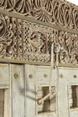 ANTIQUE WHITE AND BEIGE OLD TEAK WOOD DOOR