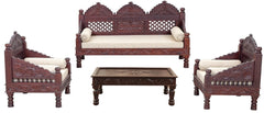 Indian Furniture Classic Vintage folk carved traditional Sofa Set with Center table