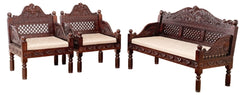 Indian Furniture Classic Vintage folk carved traditional 3 pcs Sofa & Chair Set