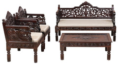 Indian Furniture Classic Vintage folk carved traditional Sofa Set with Center table