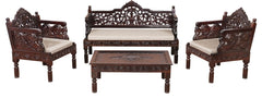 Indian Furniture Classic Vintage folk carved traditional Sofa Set with Center table