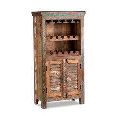 Salvage Reclaimed Wooden Rustic Colors 2 Doors Bar Cabinet