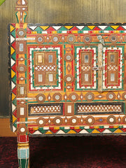 Rajasthan Vintage Hand carved Furniture Antique Solid Wood Damchiya in Multicolor