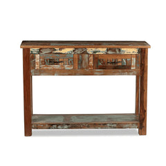 Liberty Reclaimed Wood Console Hall Table With Drawers