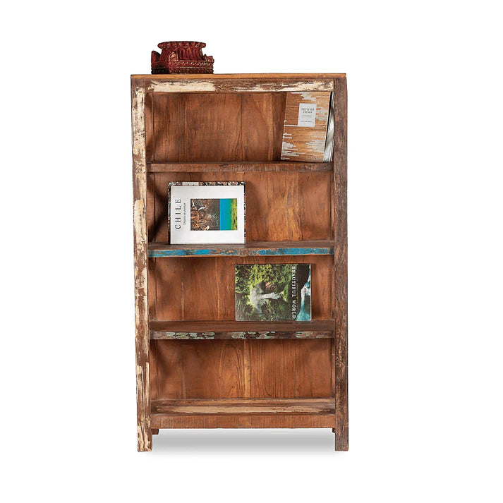 Aspen Medium Reclaimed Wood Carved Bookshelf