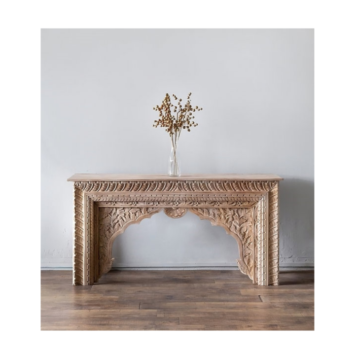 Mehrab Hand Carved Solid Wood Console Hall Table 37