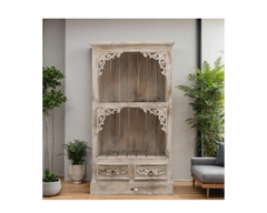 Indian Hand Carved Solid Wood Bookshelf B40