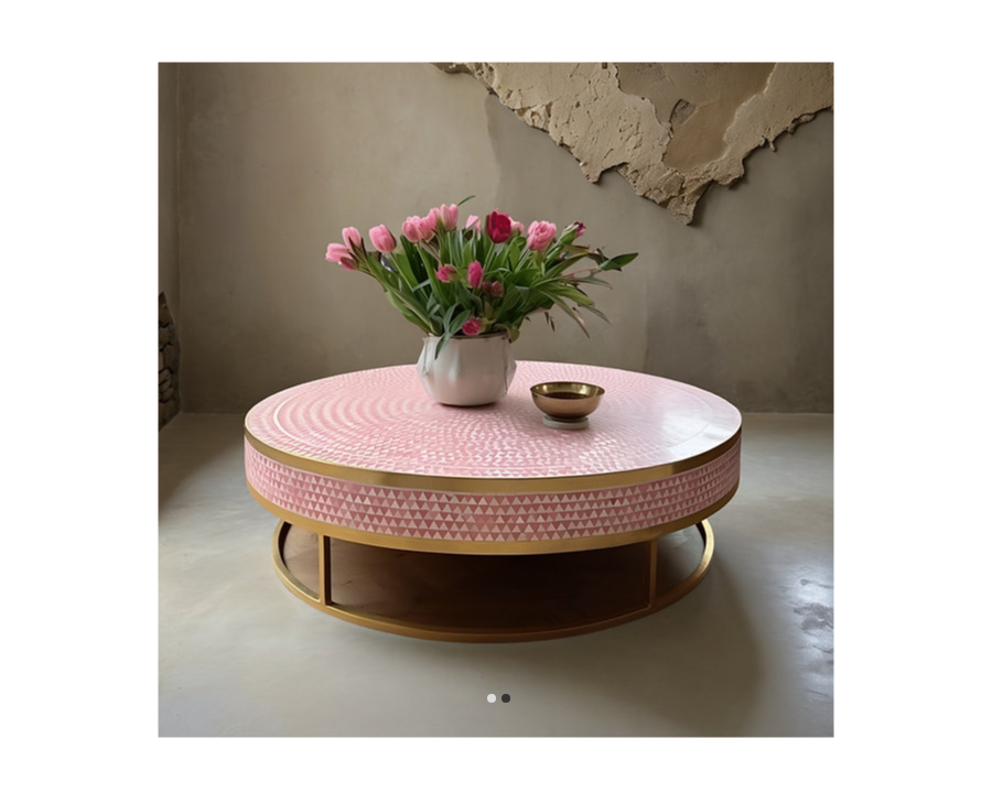 Bone Inlay Round Coffee Table C76