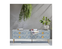 Bone Inlay Geometric Pattern TV Unit 40