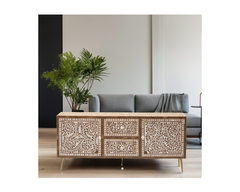 Bone Inlay Floral Pattern TV Unit 41