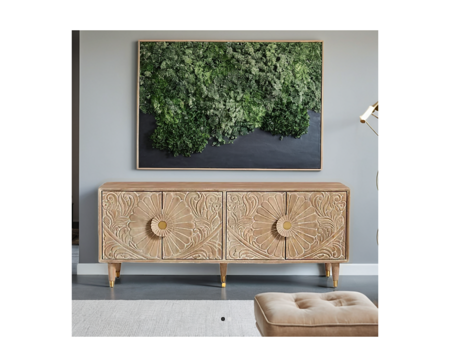 Indian Hand Carved Solid Wood TV Unit 43