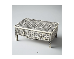 Bone Inlay 2 Drawer Floral Pattern Coffee Table C80