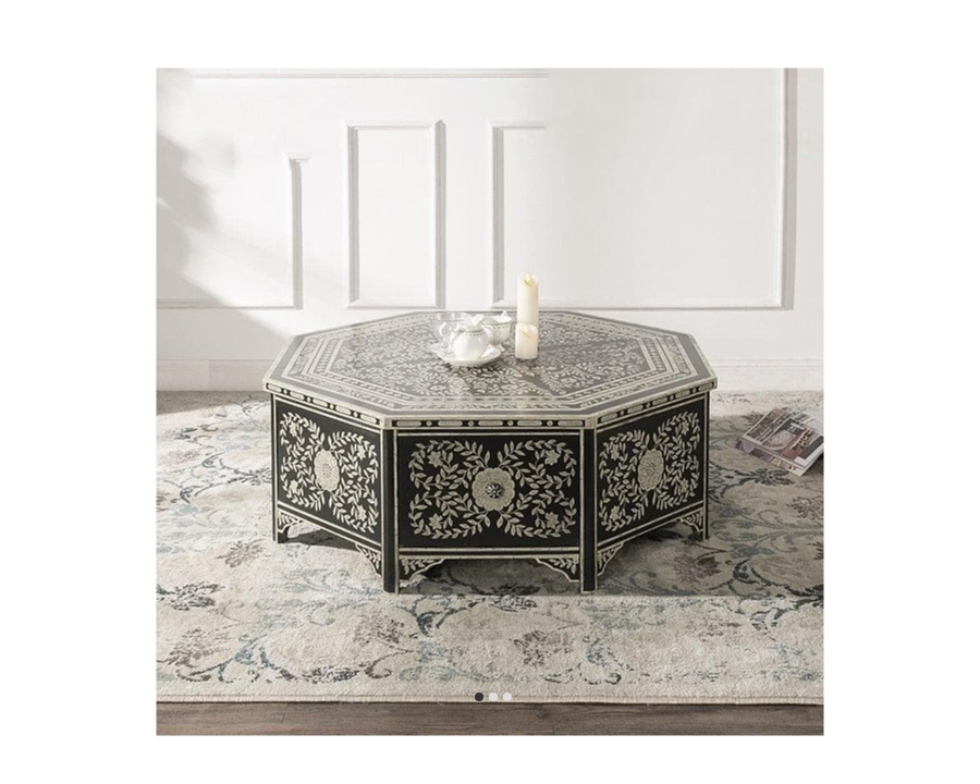 Bone Inlay Floral Pattern Coffee Table C81
