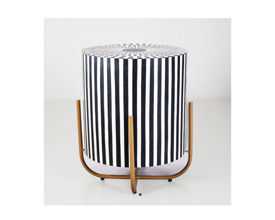 Bone Inlay Striped Pattern Side Table 20