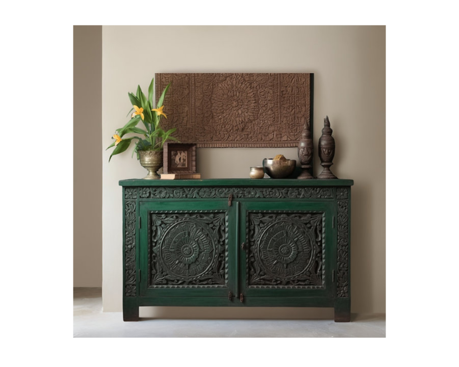 Indian Hand Carved Solid Wood Cabinet D75