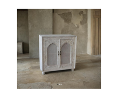 Indian Hand Carved Rattan Door Solid Wood Cabinet D78