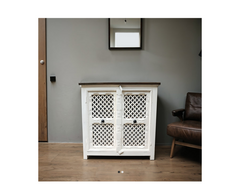 Indian Hand Carved Jaali Solid Wood Cabinet D79