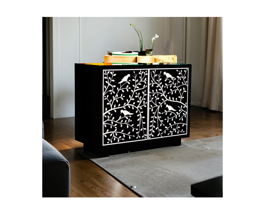 Indian Bone Inlay Cabinet D82