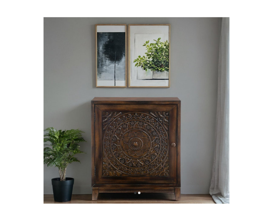 Indian Hand Carved Solid Wood Cabinet D84